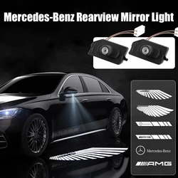 2Pcs LED Car Rearview Mirror Welcome Light Projector Lamp For Mercedes Benz AMG A B C E S Class GLA GLB GLC CLS EQC Angel Wings