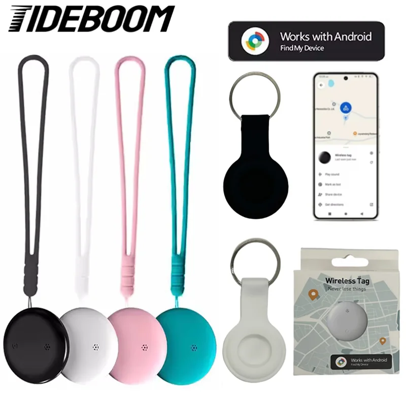 Tideboom Smart Tracker Waterproof Global Positioning Works with Android Google Find My Device Anti Loss airtag for Kids Elderly