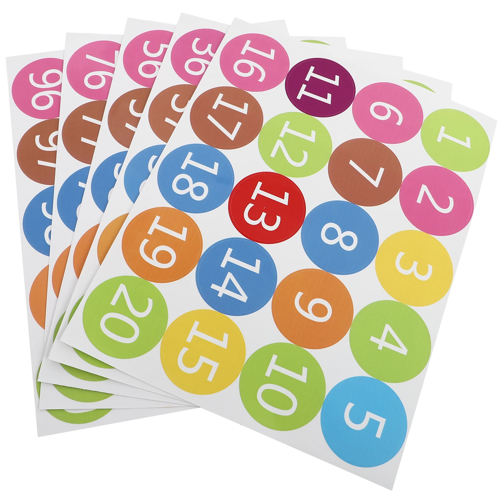 

Digital Labels Adhesive Number Stickers Waterproof Classroom Office Sealing Colorful Pasters Crafts Round Envelope Gift