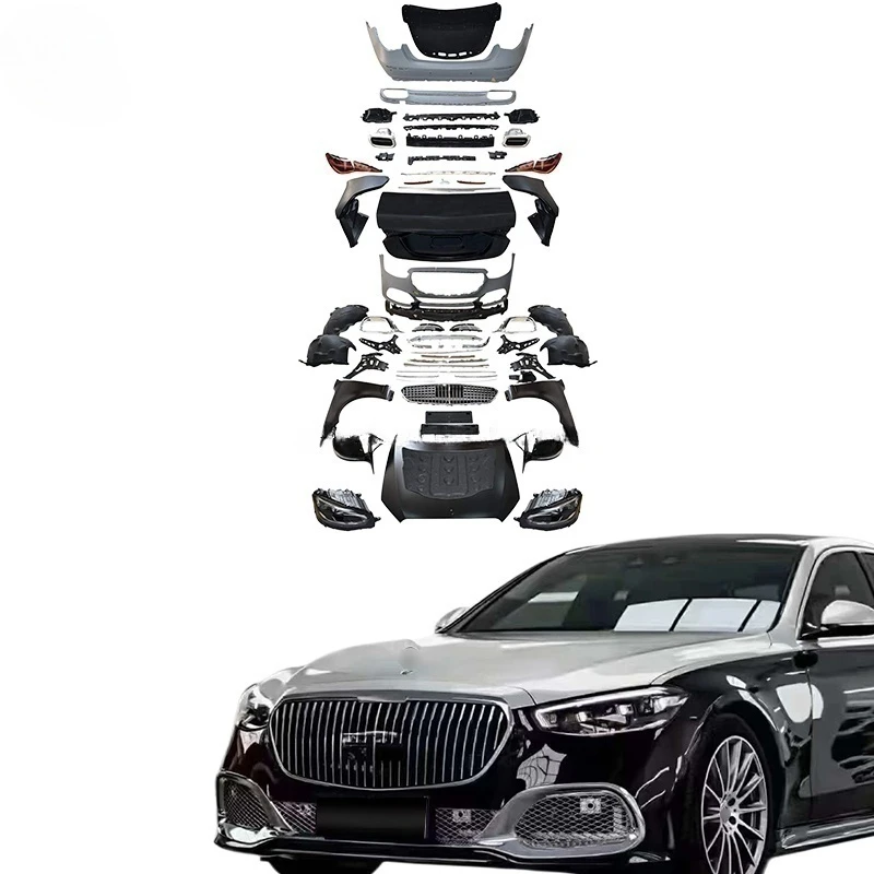 W221 upgrade to W223 bodykit For Benz W221 s-class to W223 Maybach car bumpers engine hood Fender lights car mirror trunk lid