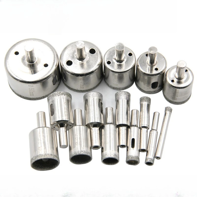 Bits Power Tools Accessories 15pcs Set Tile Drill Bit Set Diamond Coated Tile Marble Glass Ceramic Hole Saw Drilling