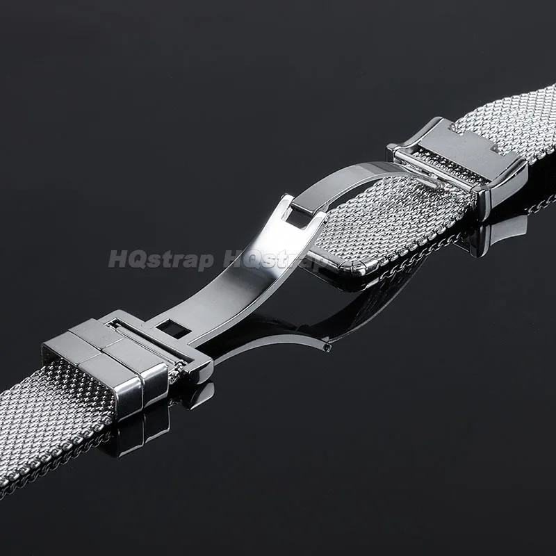 Milanese Mesh Watchband for IWC Pilot Stainless Steel Bracelet for Omega Folding Buckle Belt 20mm 22mm Universal Strap for Seiko view 5