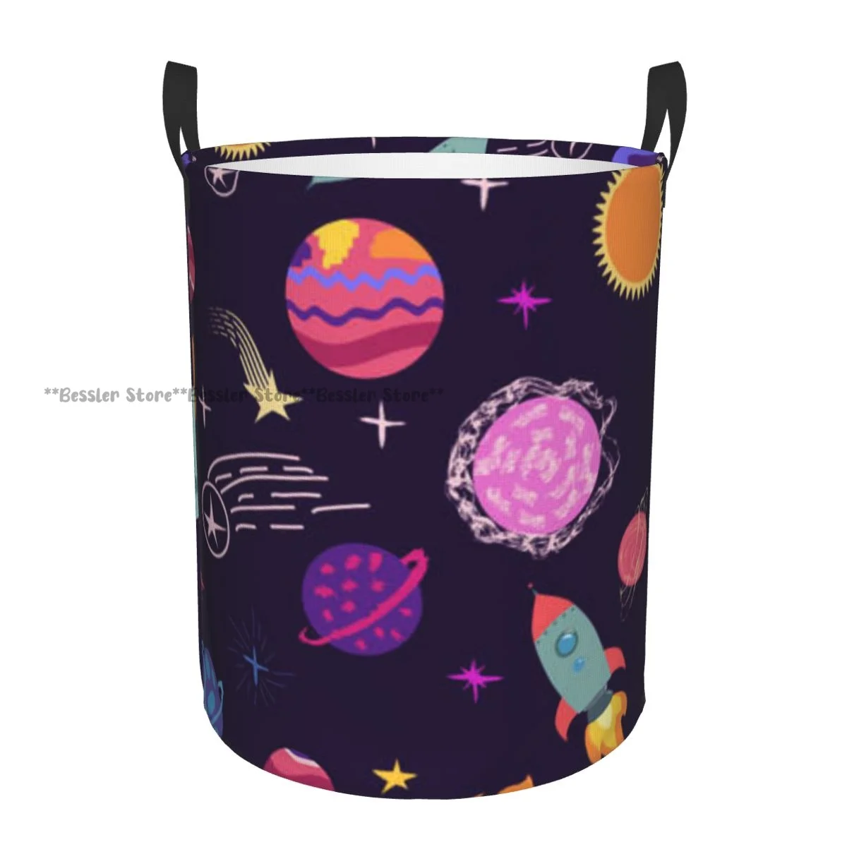 Foldable Laundry Basket for Dirty Clothes Planets Rockets And Stars Storage Hamper Kids Baby Home Organizer