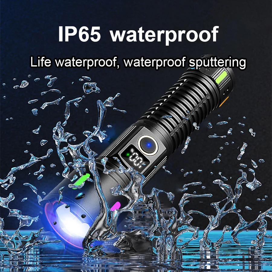 2025 Latest High Power Rechargeable LED Flashlight Powerful Outdoor Super Bright LED Lantern 5 Modes Waterproof Hand Lamp Torch