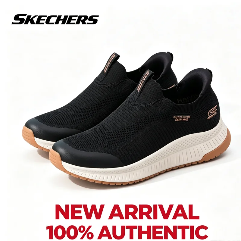 Skechers 117745-BLK 2026 New Womens Slip On Casual Shoes Hands Free Breathable Knit Walking Sneakers