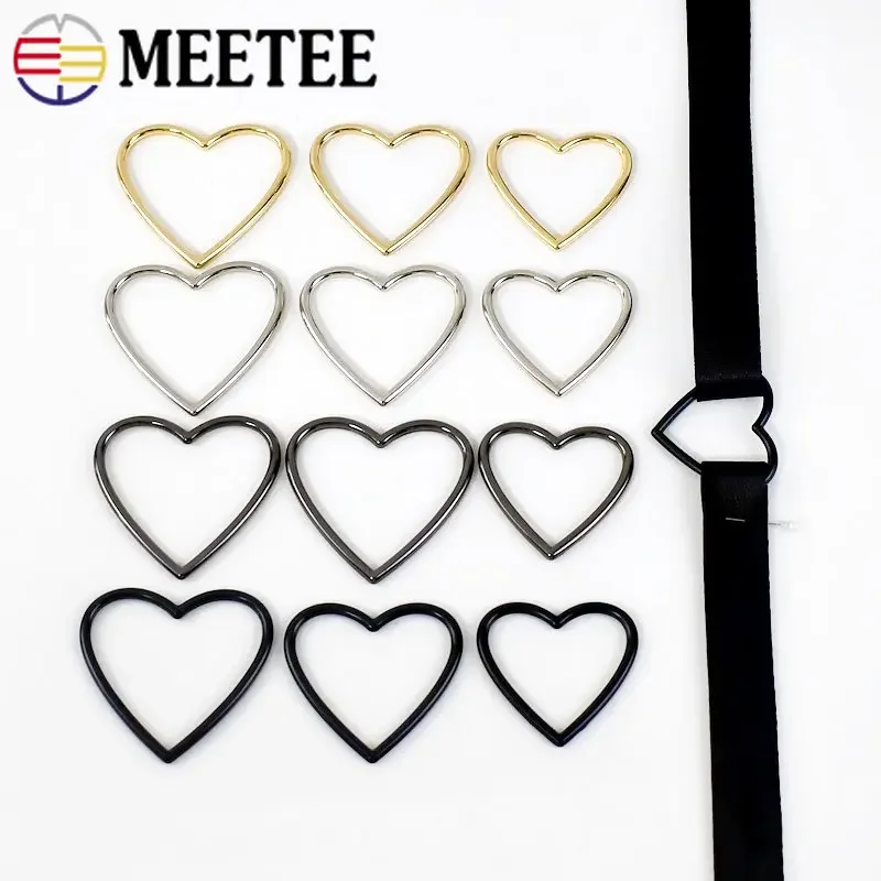 10Pcs 20-40mm Metal Heart Ring Buckle Women's Belt Hook Buckles Clothes Bags Decor O Rings Clasp DIY Leahter Crafts Hardware