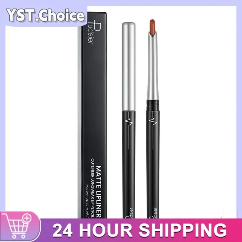 Lipliner กันน้ํา Rich Color Moisturizing 2-in-1 Matte Lips แต่งหน้า Lip Liner ดินสอ High Color Rendering ลิปสติก