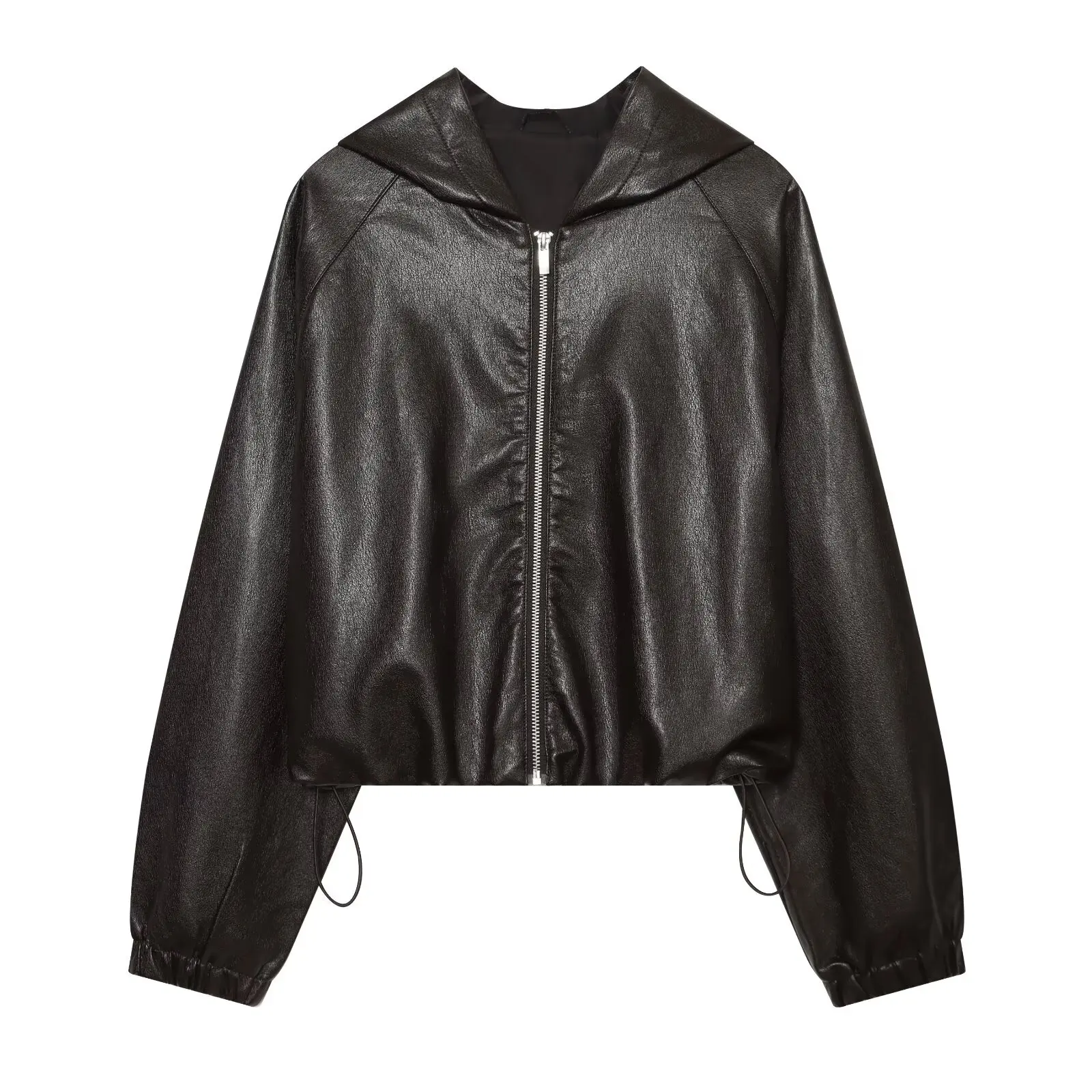 KASLEAD Women's Long Sleeve Jacket Decorative Drawstring Windproof Polyester Fiber Zipper Closure Regular Length Coat 5