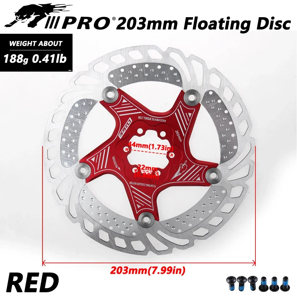 IIIPRO 6-Bolt Brake Disc 140mm/160mm/180mm/203mm Brake Disc Rotor Floating Cooling Heat Dissipation DH 6 Inch MTB/Road Bike