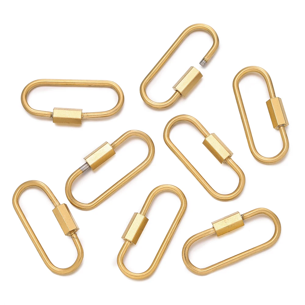 5pcs/Lot Stainless Steel Buckle DIY Carabiner Fasteners Screw Lock Clasps For DIY Bag Link Jewelry Making Accessories