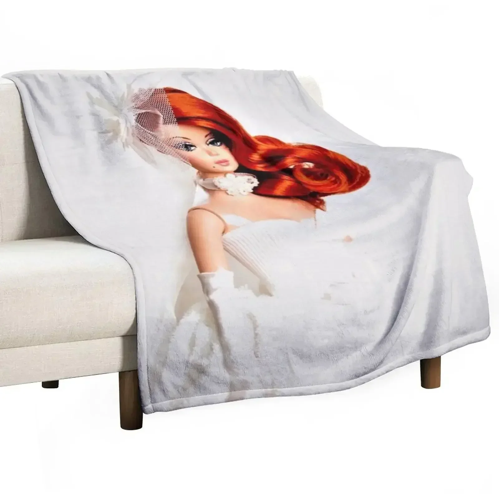red head cosplay vintage retro doll wedding gown printkwai doll print mask print poster Throw Blanket Furrys Blankets