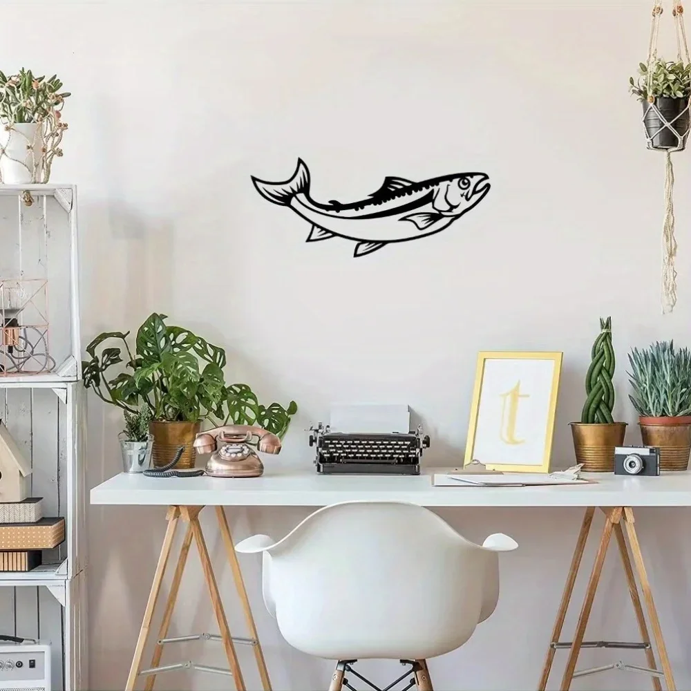 CIFBUY Metal Wall Art Jumping Salmon Bass Fish Iron Sculpture Hanging Sign Outdoor Garden Yard Decor Home Ornament Gift Rustic
