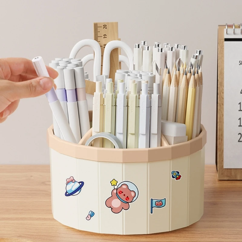 回転ペンホルダーデスクオーガナイザー 6 コンパートメントペンオーガナイザー大容量ペンホルダーアートサプライオーガナイザー Holde