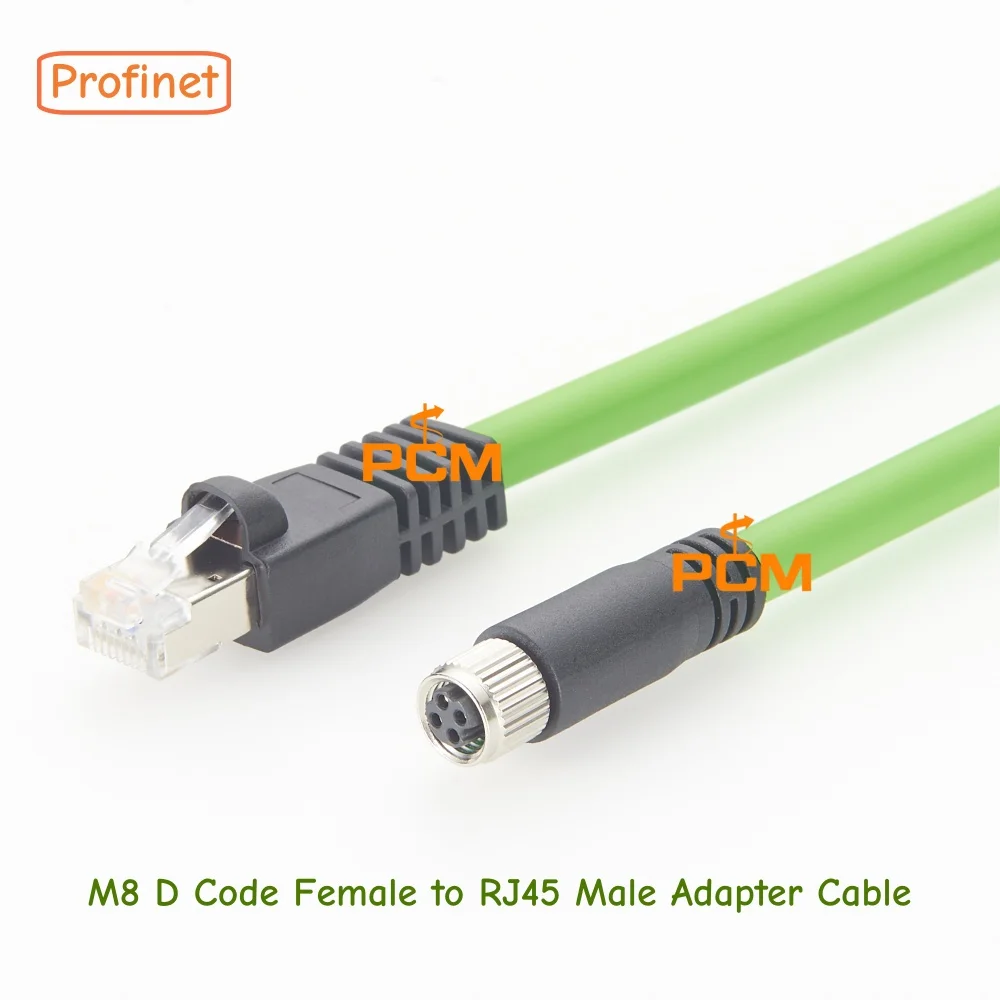 M8 D Code Female to RJ45 Male Profinet Ethernet Adapter Cable Industrial Fieldbus Converter Cable for PLC & Robot System