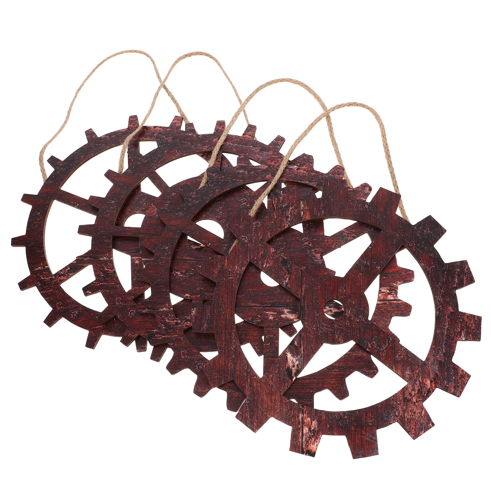 

4Pcs Hanging Wooden Vintage Round Wheel Ornaments Rustic Wall Decor for Western Party Living Room
