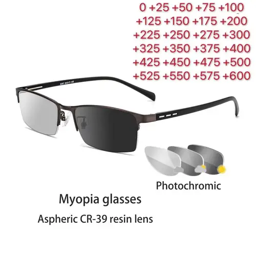 Imagen 1 del producto Gafas de sol fotocromáticas lentes camaleón miopía bloqueo de luz azul gafas de ordenador para hombre juego para la vista + 0,50 + 0,75 + 175 + 2,5 + 6