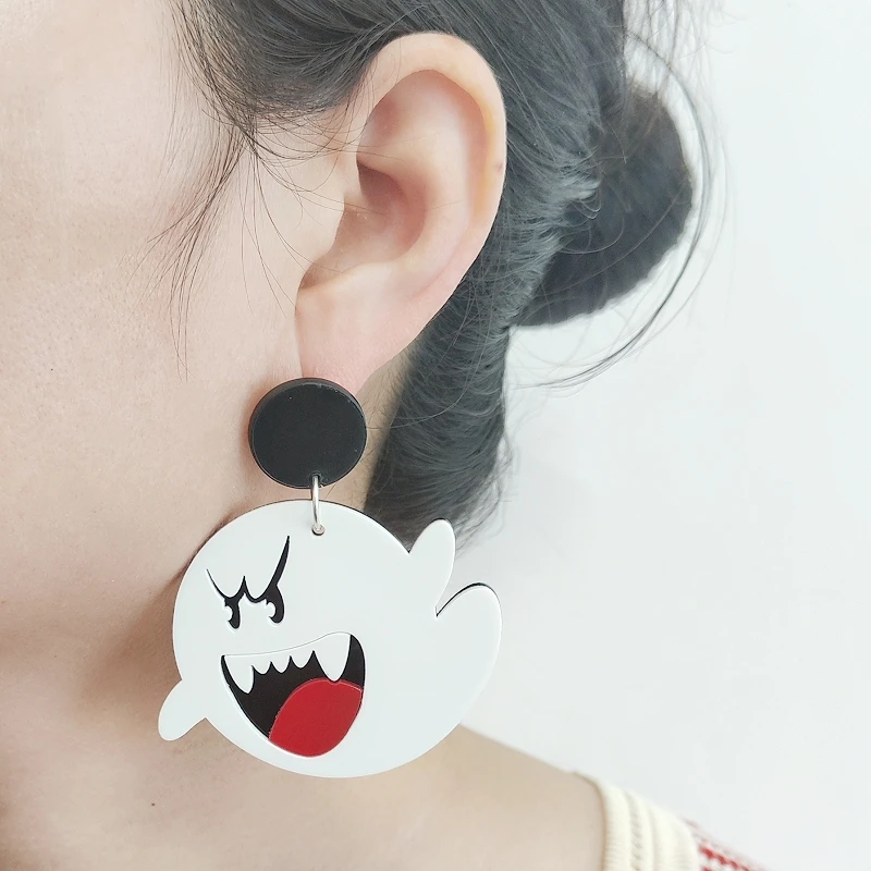 Halloween Demon Ghost Witch Dangle Earrings for Women Glitter Acrylic Jewelry Fashion Accessories
