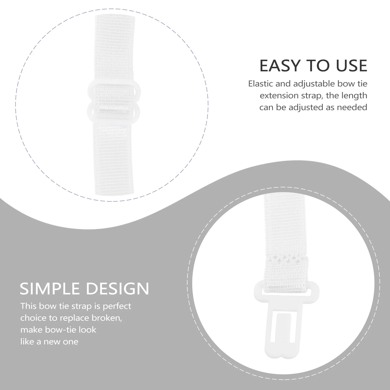 

20pcs Bow Strap White Elastic Adjustable Extension Belt for Men Strong Durable Fits Elastic Strap For Bow Tie Most Knots