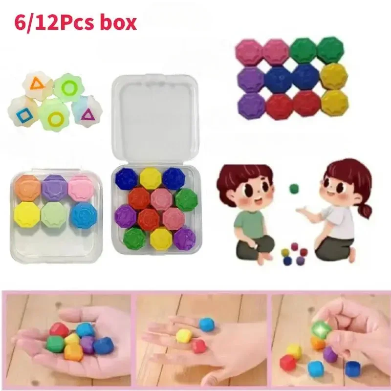 6/12Pcs box Korea Traditional Play Game Gonggi Jack Stone Pebbles Set Exercise Colorful Fun Stress Relief Toy