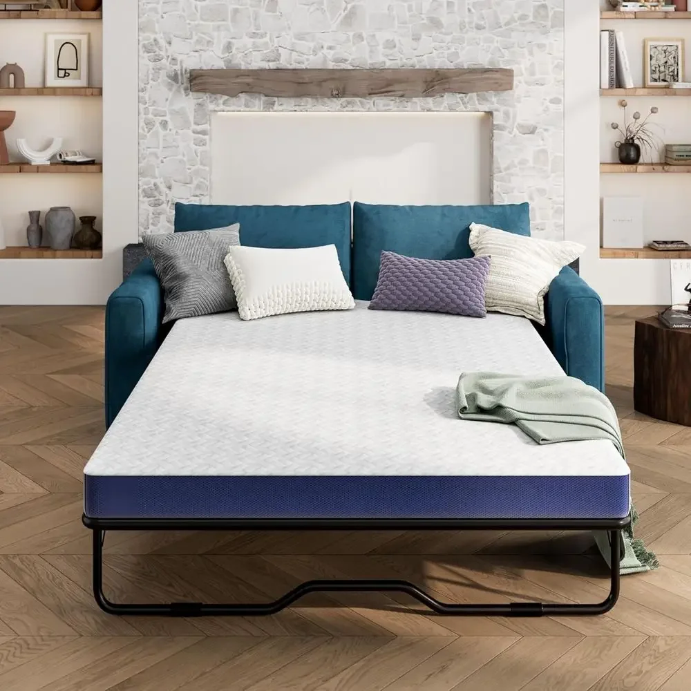 4 Inch Gel Memory Foam Mattress Topper - Replacement or Sleeper Sofa, Couch Bed, Great for Guest Rooms, RVs & Boats, with Washab
