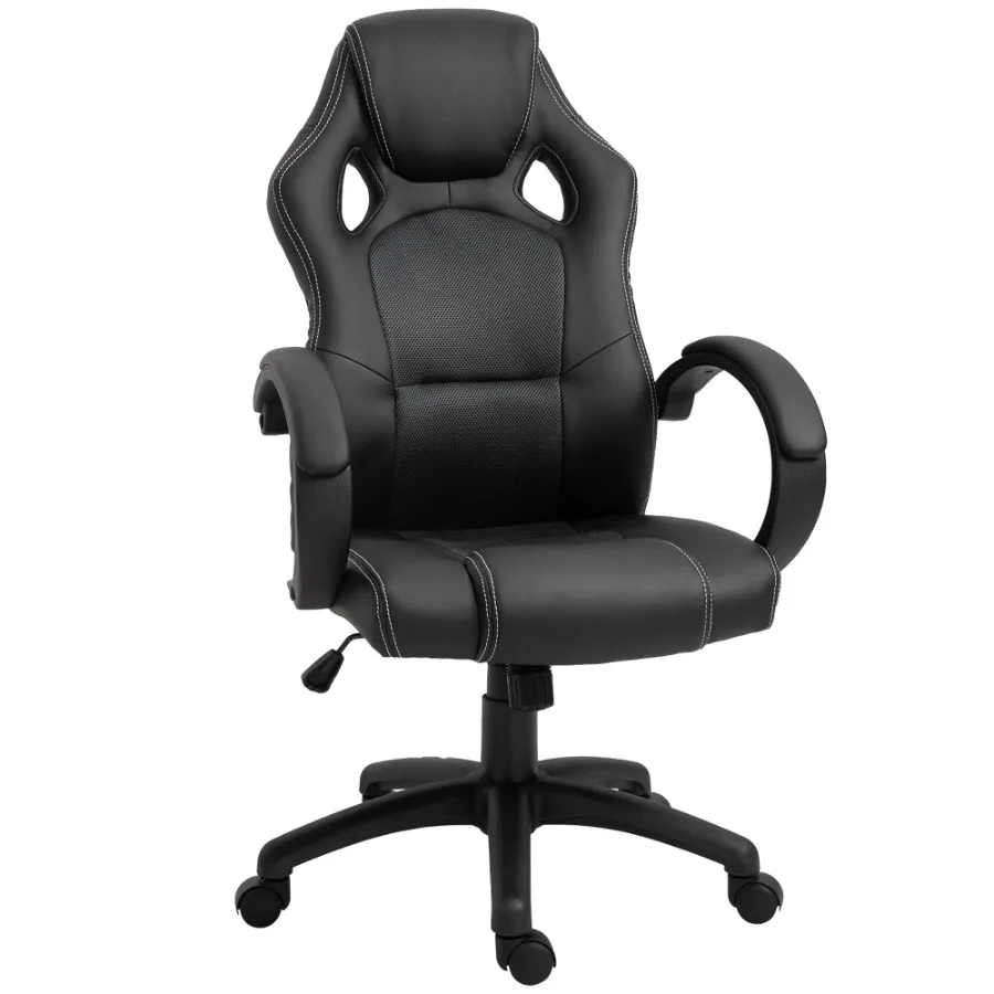 Racing Gaming Chair Office Chair Computer Desk Gamer Chair with Swivel Wheels, Padded Headrest, Tilt Function, Grey