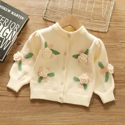 Spring and Autumn Girls' Sweaters Cardigan Coat New Fashionable Children's Knitwear Outerwear Little Girls Baby Top Fashion