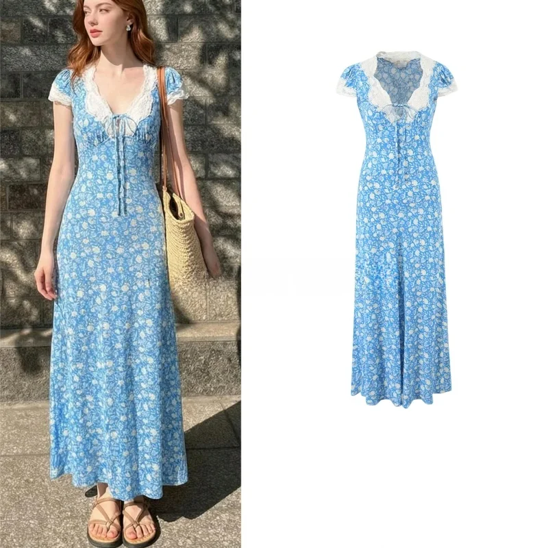 

Новинка весенней коллекции: женская юбка миди А-силуэта с цветочным принтом в стиле ретро, приталенная, с V-образным вырезом, кружевными вставками и завышенной талией, повседневная.