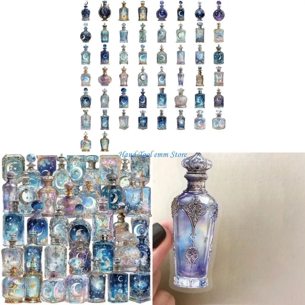 

H37F 50pieces Cartoon Moon Bottle Stickers