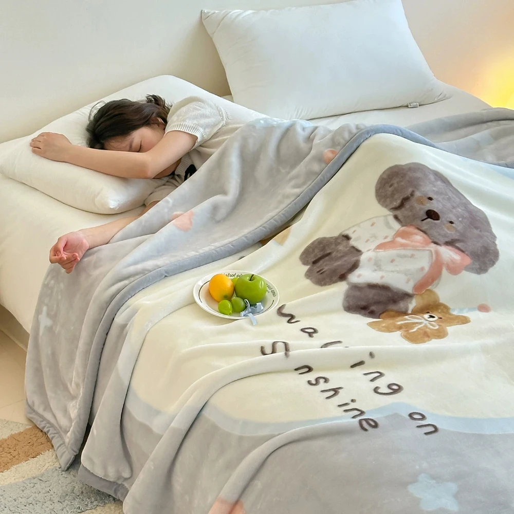 Double Layer Thickened Raschel Blanket Super Soft Cloud Warm Fluffy Bed Sheets Office Nap Blanket Milk Velvet Sofa Towels