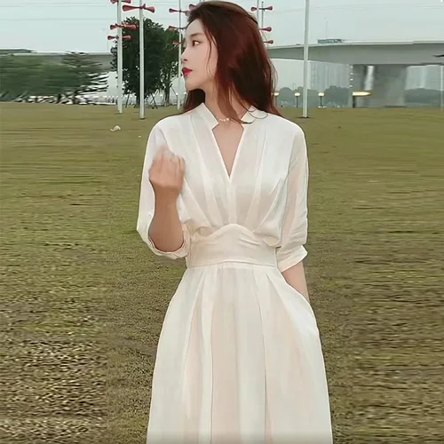 Imagen 2 del producto Primavera otoño estilo francés estilo socialité ropa de mujer nueva temporada elegante simplicidad todo-fósforo moda coreana vestidos camiseros