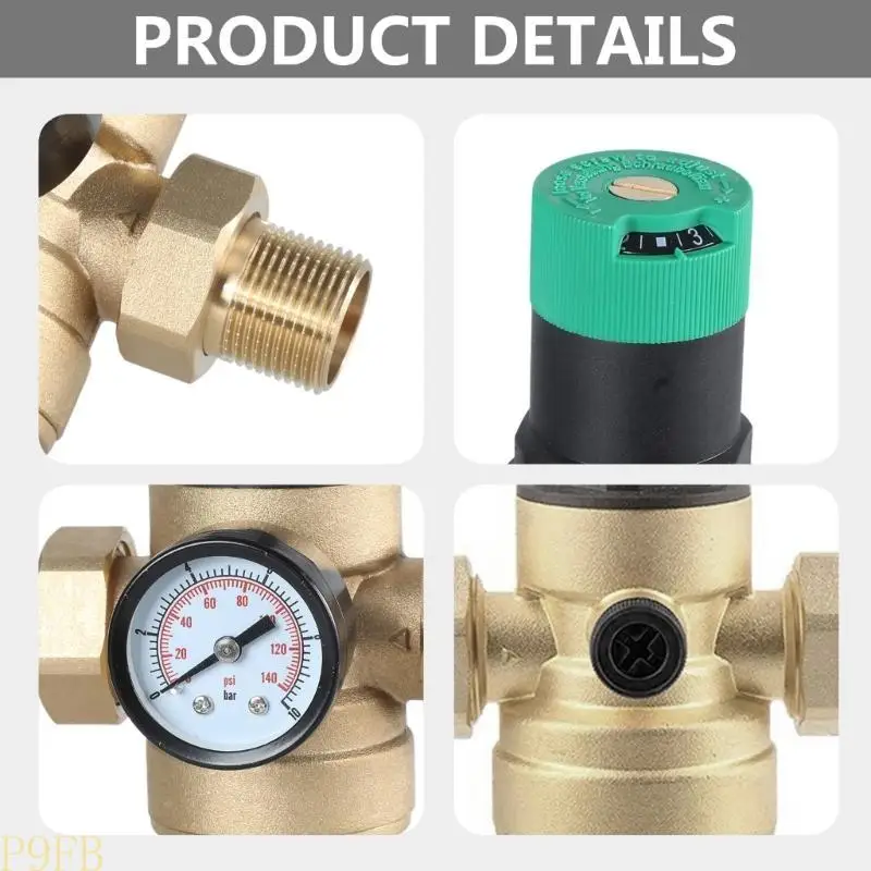 

P9FB DN15 G1/2 Adjustable Pressure Reducing with Gauge Meter for Industry