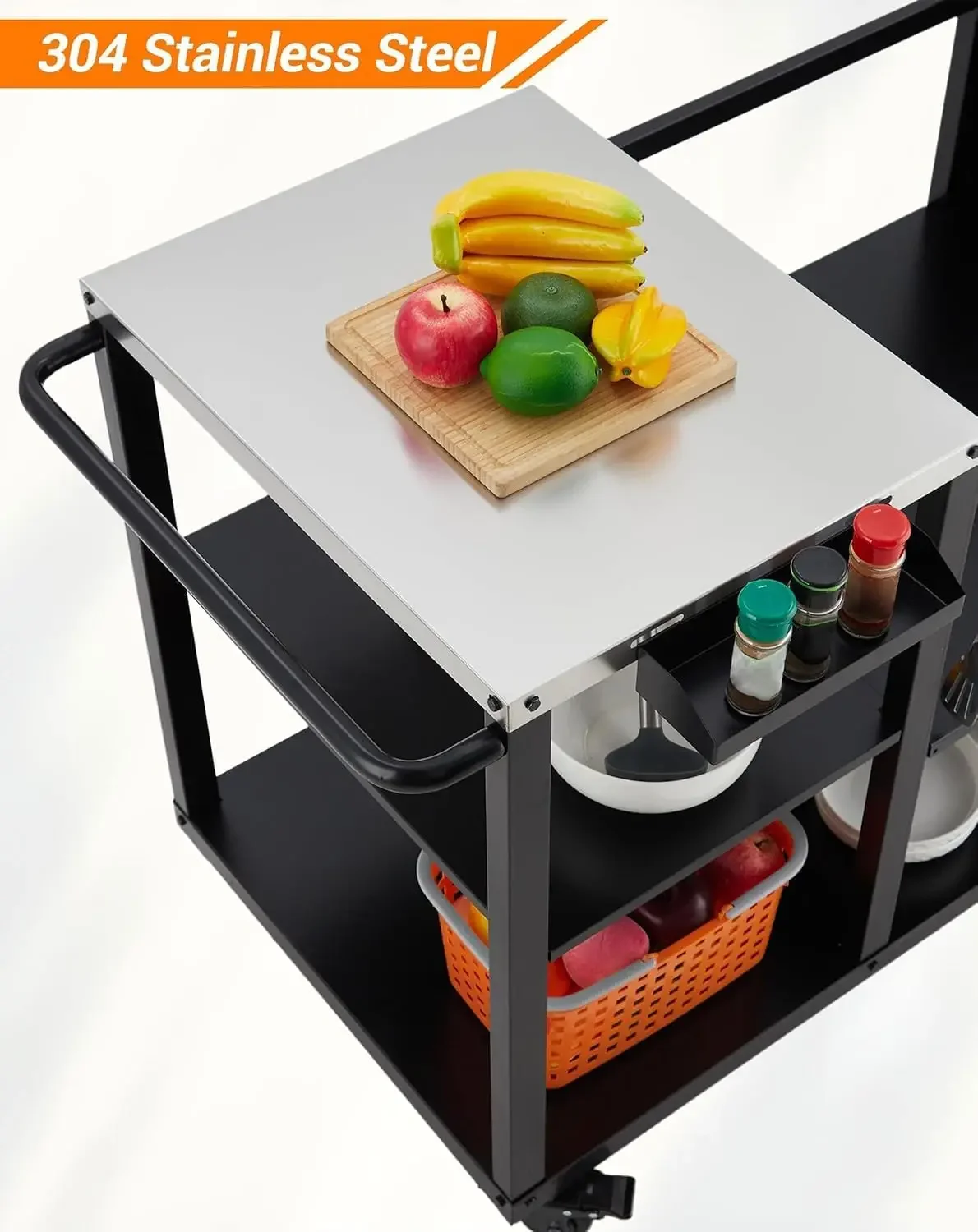 TWISTER.CK Kamado Grill Table for Egg-Style Grills, Heavy-Duty Outdoor Grill Station & Prep Table with Spacious 20