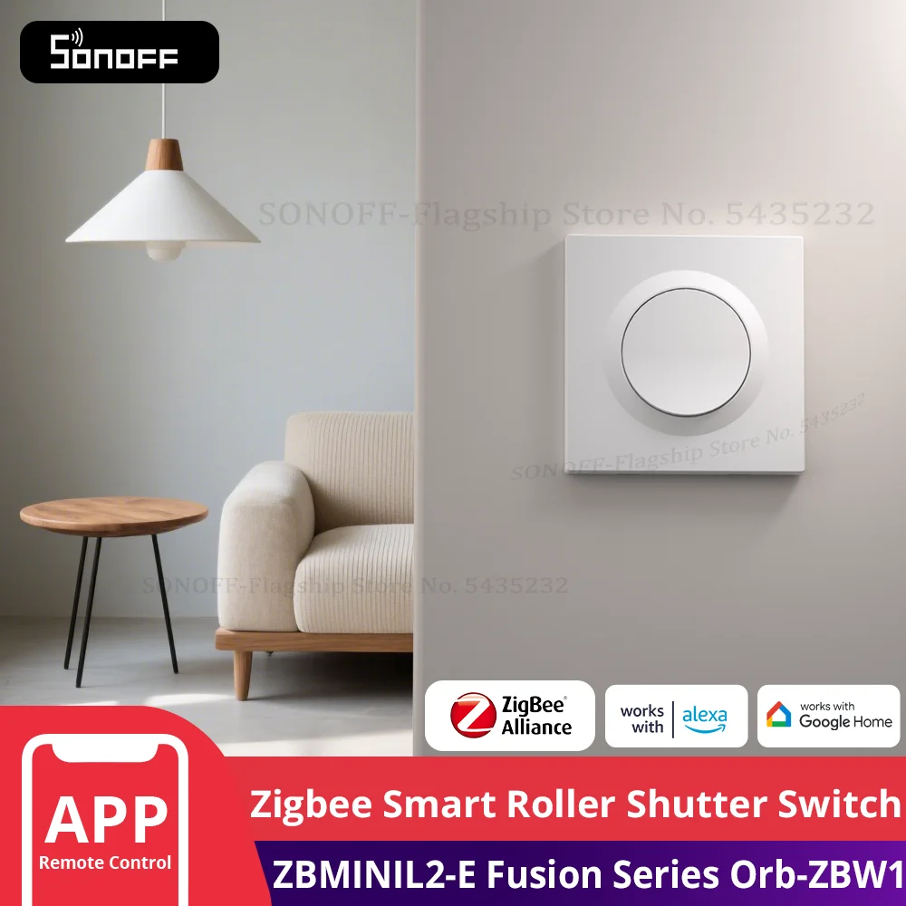 

SONOFF ZBMINIL2-E Zigbee Smart Wall Switch Fusion Series Orb-ZBW1L No Neutral Required Seamless Integration With Home Assistant