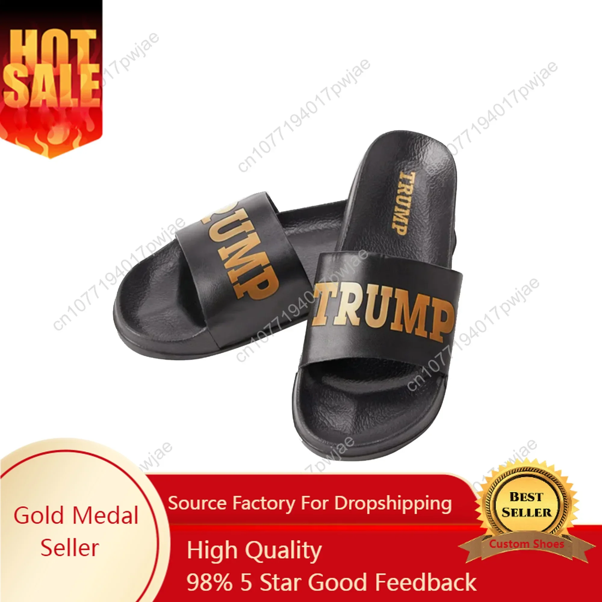 

Trump Shoes Gold Slides 2024 MAGA Never Surrender Fight Men Women Happy Flops Indoor Sandals Bathroom Shower Beach Home Slippers