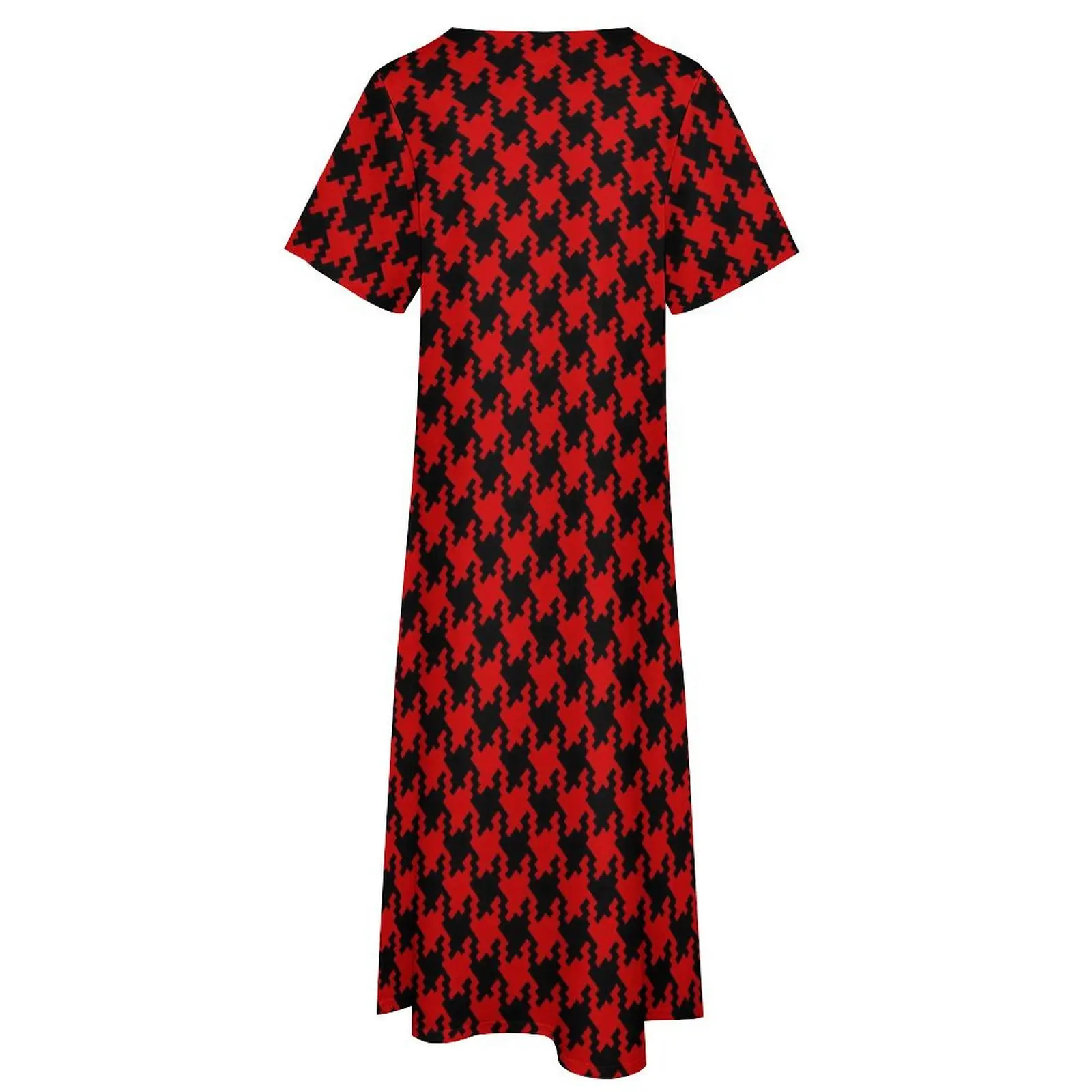 Nero rosso pied de poule Dress Summer Check Print Streetwear Boho Beach abiti lunghi donna Beach Maxi Dress regalo di compleanno