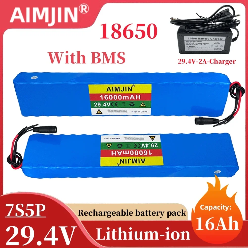 

7S5P 29.4V 16AH Lithium Battery Pack for Motor Bicycle bike Scooter Wheelchair Cropper with BMS