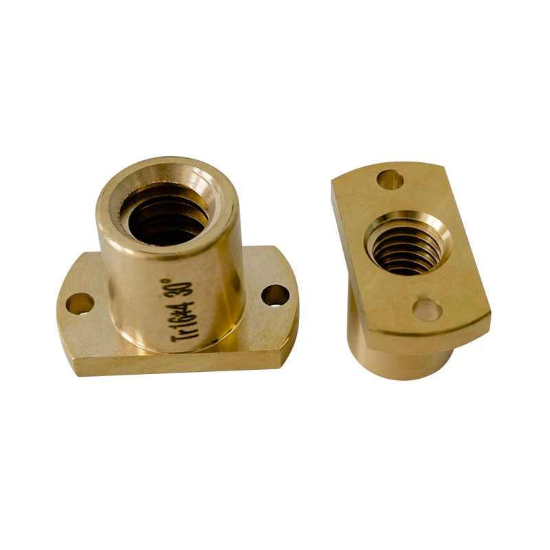 T10-T32 สกรูตะกั่ว H Nut หน้าแปลนทองเหลืองสกรู Trapezoid Nut T12 T14 T16 T18 T20 Double Trimmed หน้าแปลนอ่อนนุชขวาซ้าย 3D