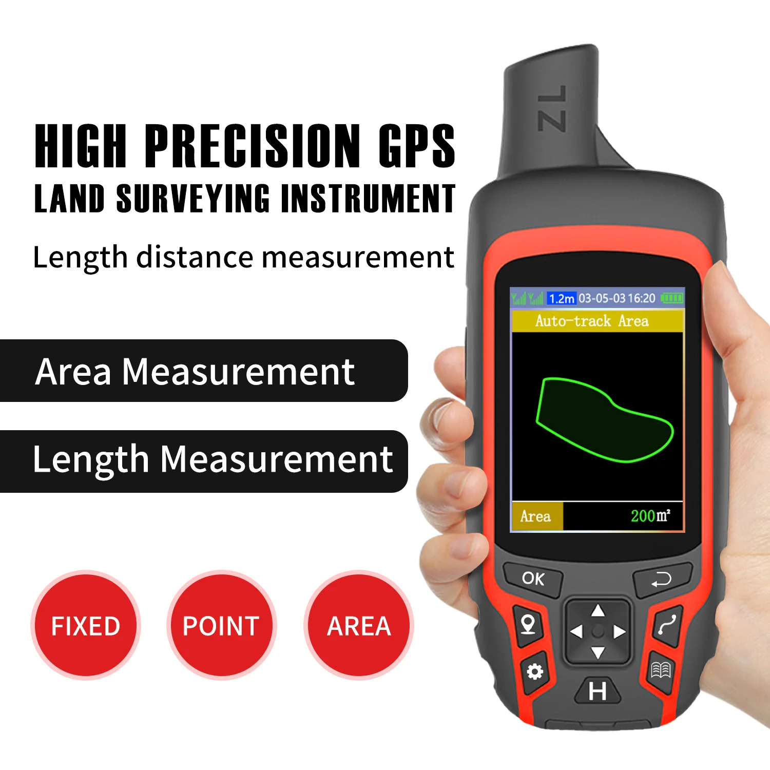 أداة قياس منطقة الأرض Heipoe ZL166 عالية الدقة متعددة الوظائف محمولة باليد GPS مع شاشة LCD