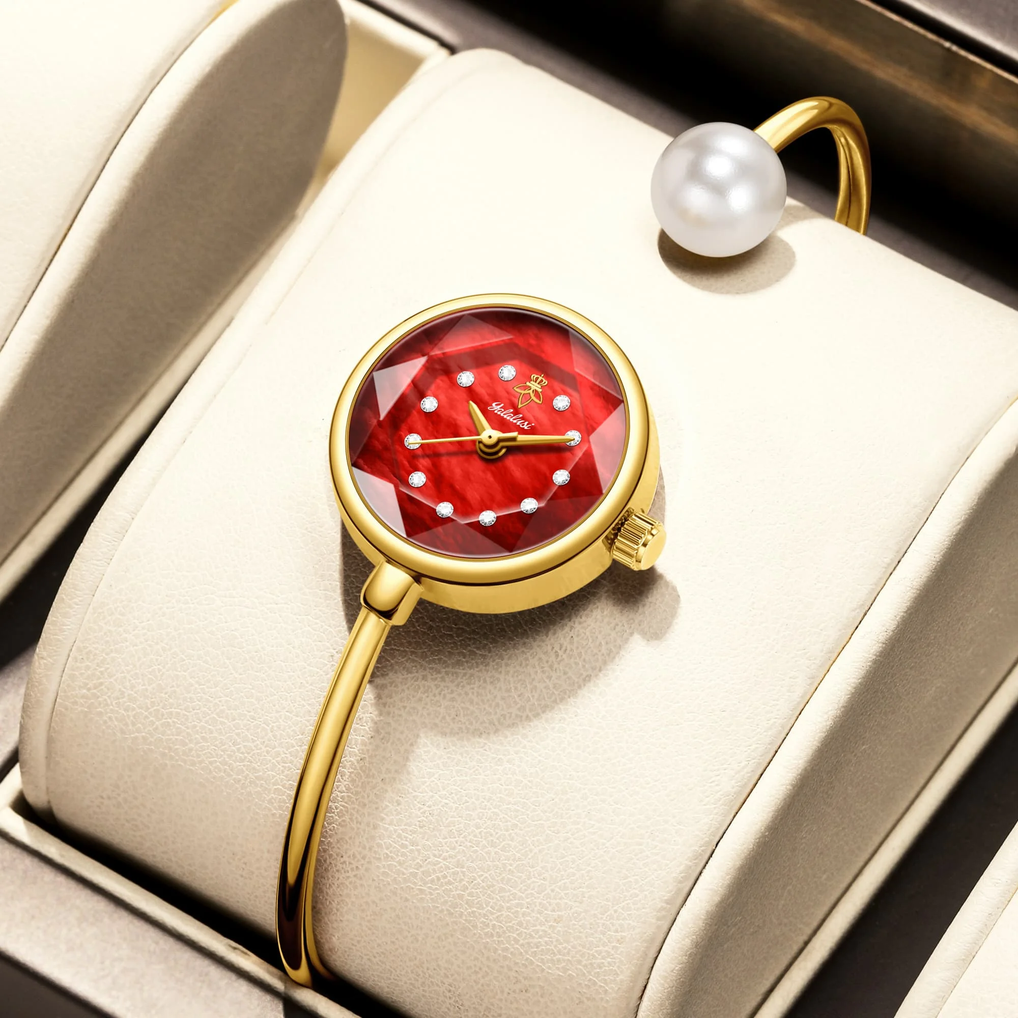 

YaLaLuSi Womens Romantic Rhinestone Quartz Watch Non-Closed Clasp Brand Gift Box Perfect Holiday Gift For Girlfriend Mom Ladies