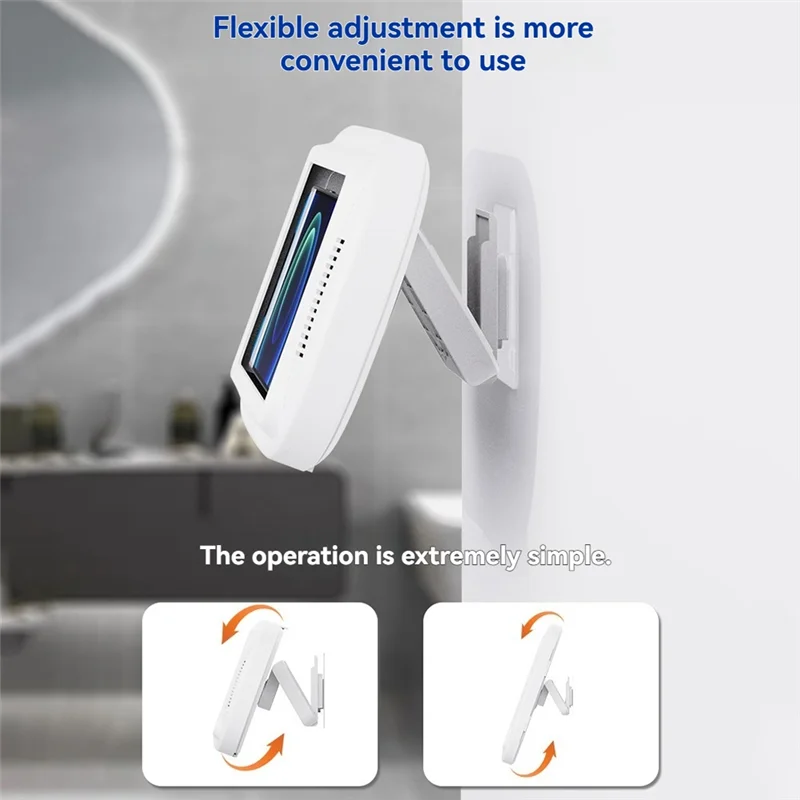 حامل هاتف دش مع مكبر صوت يدور 360 درجة، حامل هاتف جداري للاستحمام مقاوم للماء ومضاد للضباب لهاتف-AA80