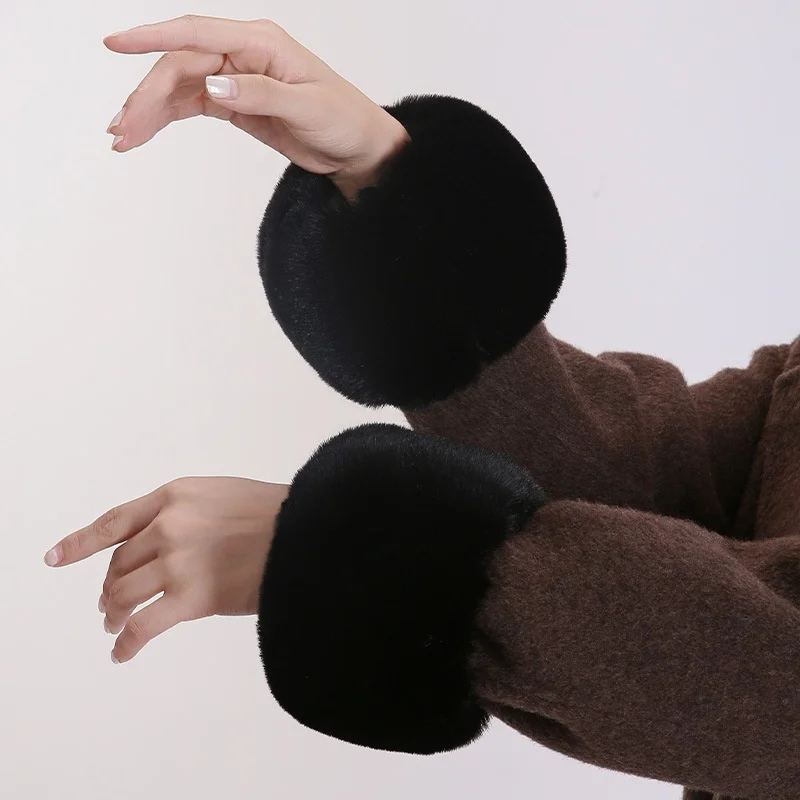 تدفئة المعصم للبالغين، تدفئة ذراع عيد الميلاد، أكمام دافئة من فراء الأرنب الصناعي، قفازات قطيفة، واقيات معصم متعددة الاستخدامات وأنيقة