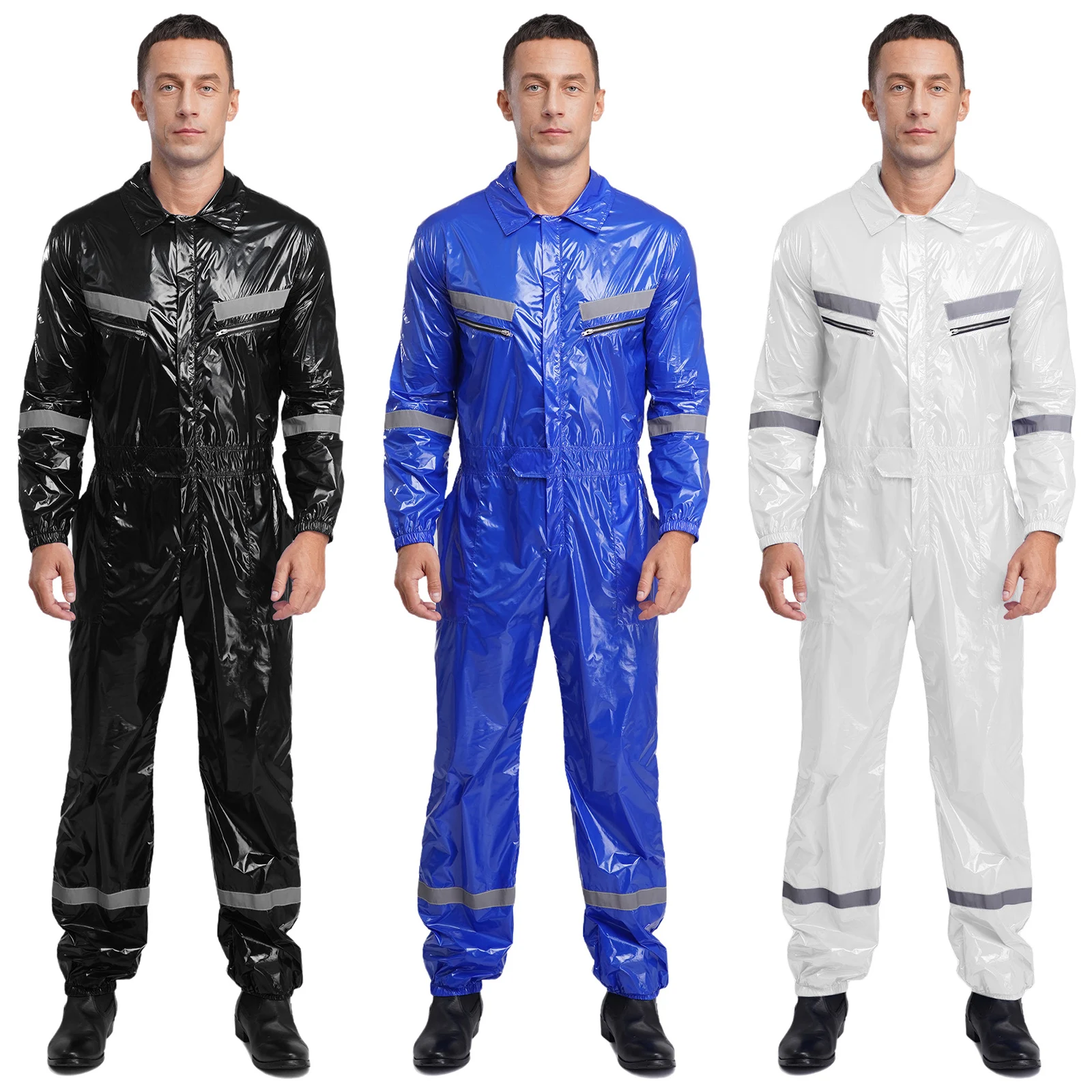 الرجال لامعة مقاوم للماء المضادة للغبار وزرة طويلة الأكمام مصنع العمل رش الطلاء ورشة عمل ملابس السلامة السروال القصير