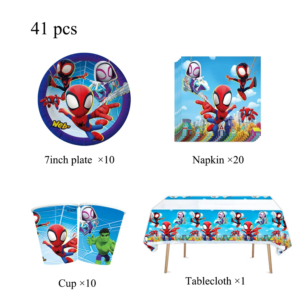 New Spidy And His Amazing Friend Birthday Party Decorations Tableware Paper Plate Cup Balloons Tablecloth Gifts Kids Baby Shower