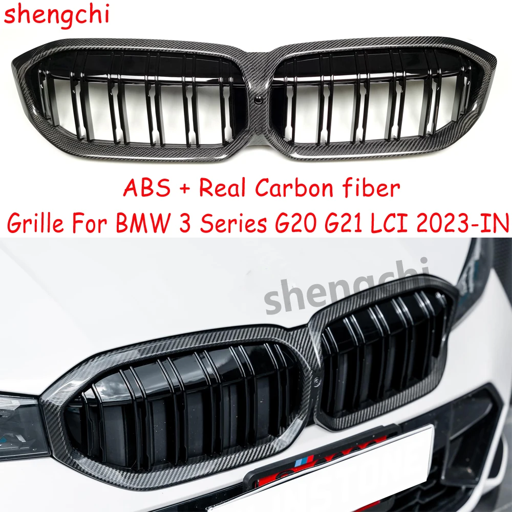 

G20 G21 Lci Real Carbon Fiber Front Bumper Grille For BMW 3 Series G20 G21318i 320i 330i M340i Racing Grills 2023+