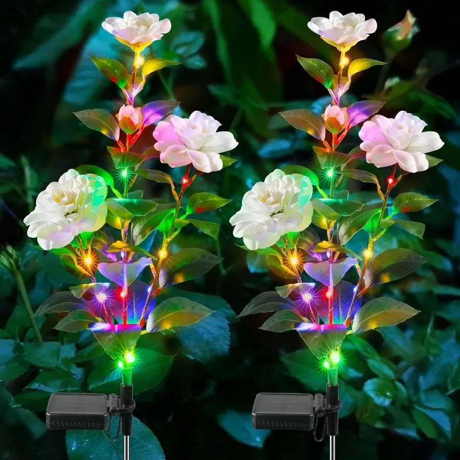 

Солнечные цветочные фонари с функцией изменения цвета для наружного сада, патио, двора, дорожки, украшения, водонепроницаемые, на солнечной энергии