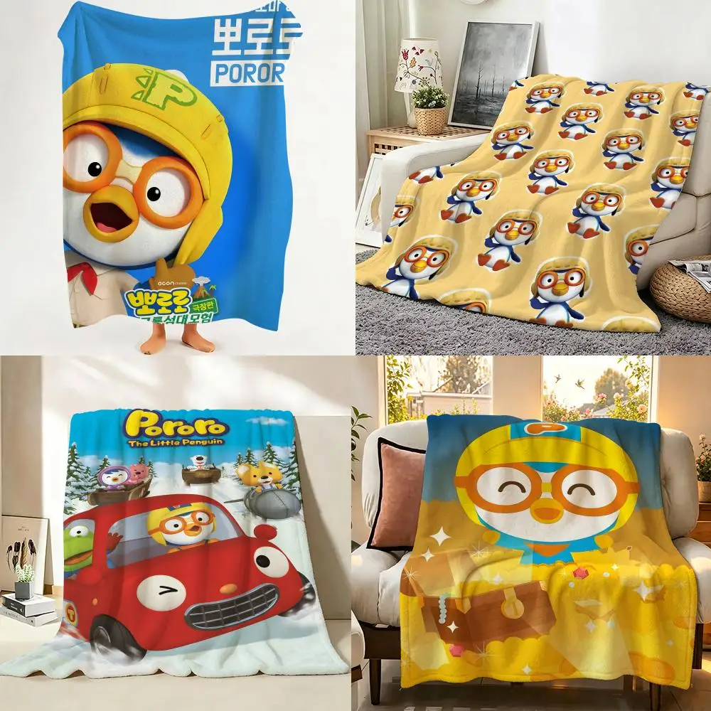 Movie P-Pororo T-The L-Little P-Penguin Throw Flannel Throw Blanket Suitable for Sofa、Living Room、Bedroom