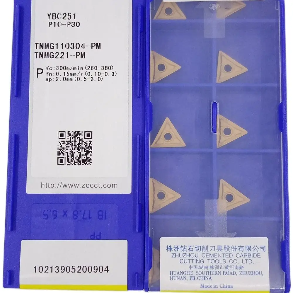 ZCC TNMG110304-PM YBC251 YBC252 lathe cutting tools coated cemented carbide turning inserts 10pcs/box  TNMG 110304 PM