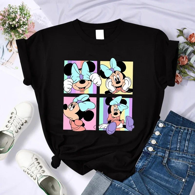 Cute T Shirt Minnie Children T-shirt Kawaii Disney Tshirt Mickey Mouse Anime Cartoons Casual Vintage Clothes Women Top Tee