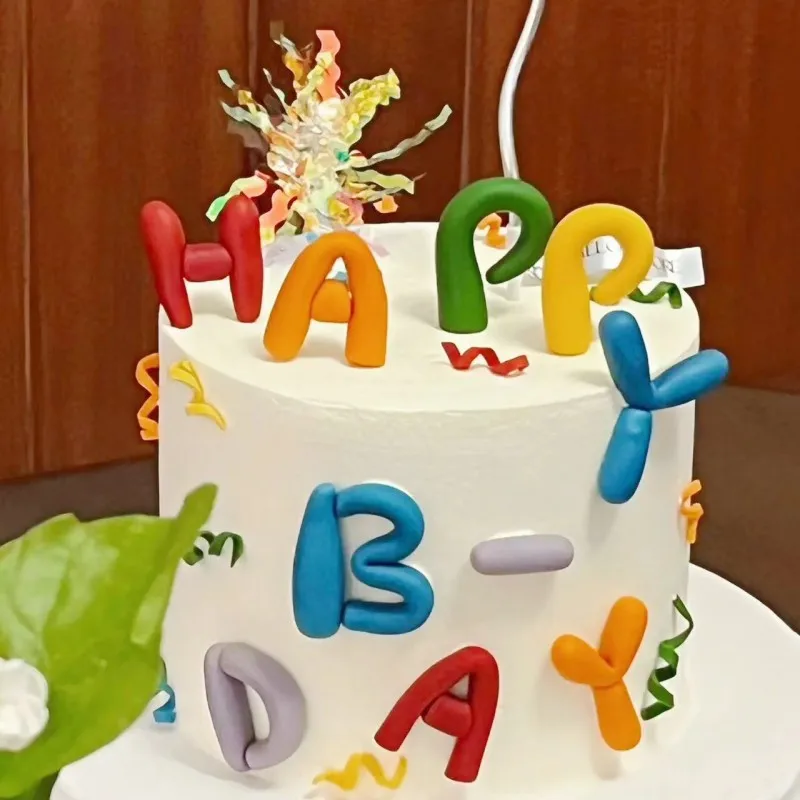 1 Set Farbige Buchstaben Happy Birthday Tortendekoration Gold Kleiner Stern DIY Party Geschenk Cupcake Topper für Babyparty Dessert Dekoration – Detail 2