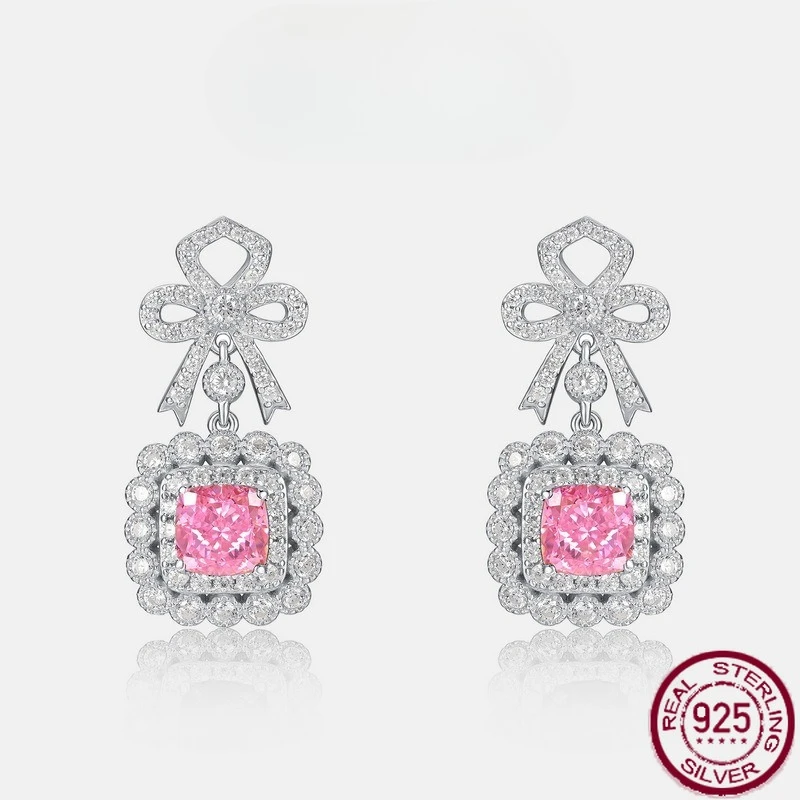 

New S925 pure silver European and American style high carbon diamond earrings, exaggerated luxury earrings, wedding jewelry